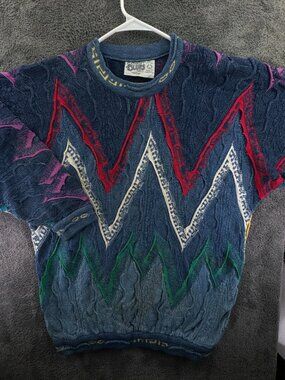 COOGI Blues Australia Sweater Heavy Pullover Medium Knit Cotton Unisex 3D ***
